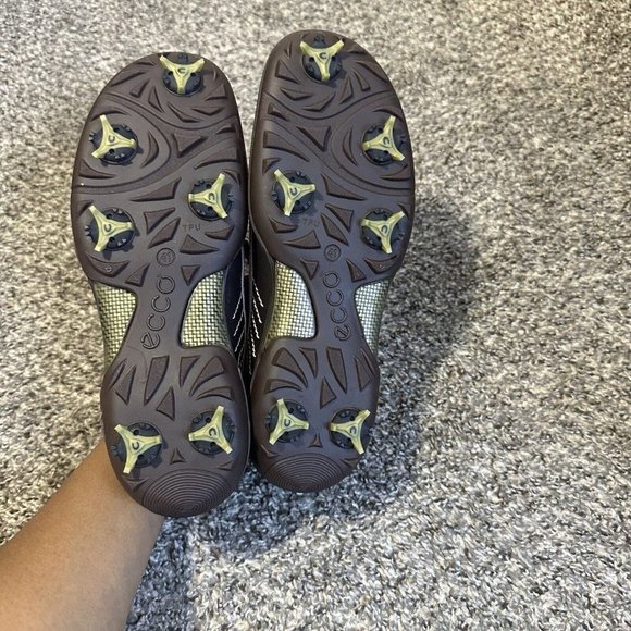 ECCO Brown Leather Hydromax Golf Shoe Size 41 10/10.5 Water Resistant TPU New - Picture 6 of 10